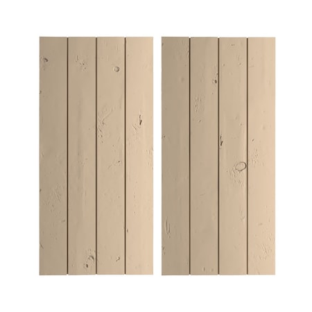 Rustic Four Board Joined Board-n-Batten Knotty Pine Faux Wood Shutters W/No Batten, 22W X 84H